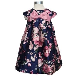 Bonnie Jean Toddler Girls 4T Short-Sleeve Floral-Printed Trapeze Dress.